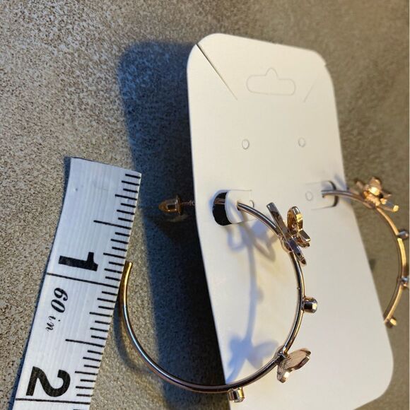 NWOT large butterfly hoops rose gold color pretty feminine Girlcore - Picture 3 of 5